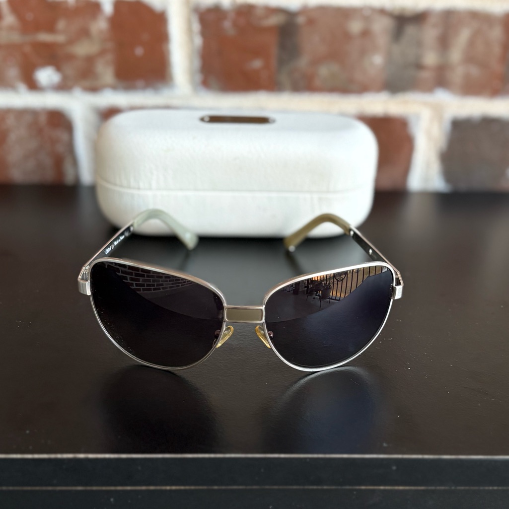 Chloe 2166 Silver Metal With Brown Lens Aviator Sunglasses With Original Case
